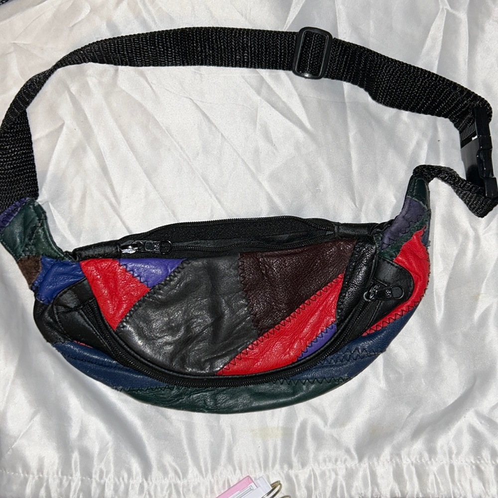 80’s vintage leather patch work “Fanny pack”